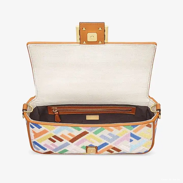 Cheap HOT Baguette In Motif Canvas Multicolor Medium Bag FF Fendi 0513